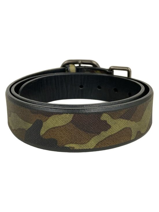 Prada Belt 34 85 Khaki Brown Multi Leather